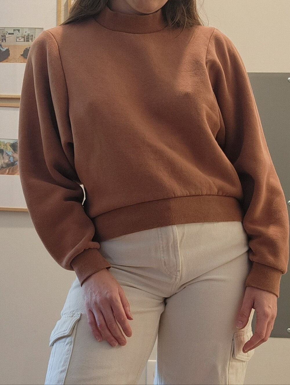 Cotton On Body Mauve Cropped Fleece Mock Neck Sweatshirt